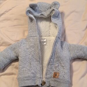 Simple Light Gray Kids Hoodie with Bear Ears